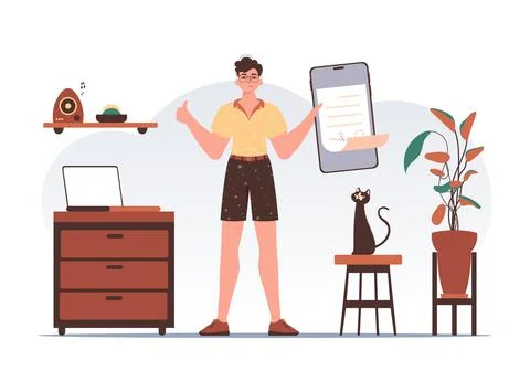 Data protection concept. Smart contract. A man holds a contract in his hand.. イラスト素材