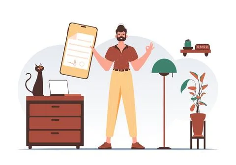 Data protection concept. Smart contract. A man holds a contract in his hand.. イラスト素材