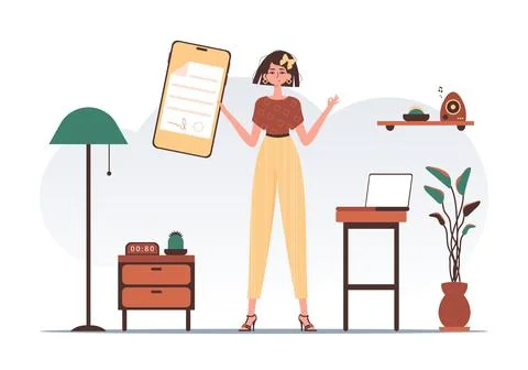 Data protection concept. Smart contract. A woman is holding a contract or d.. Stock Illustration