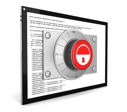 Data protection concept: tablet PC and lock Stock Illustration