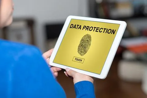 Data protection concept on a tablet 스톡 사진