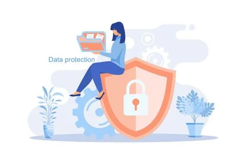 Data protection Concept for web page, banner, presentation, social media, d.. Stock Illustration