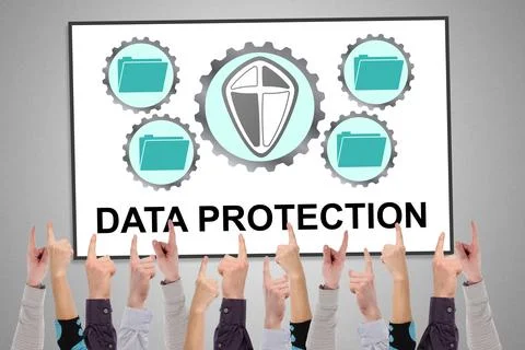 Data protection concept on a whiteboard 스톡 사진