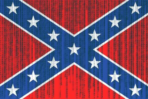 Data protection Confederate flag. Confederation flag with binary code. Illustrazione stock