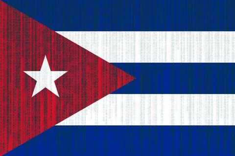 Data protection Cuba flag. Cuban flag with binary code. Stock Illustration