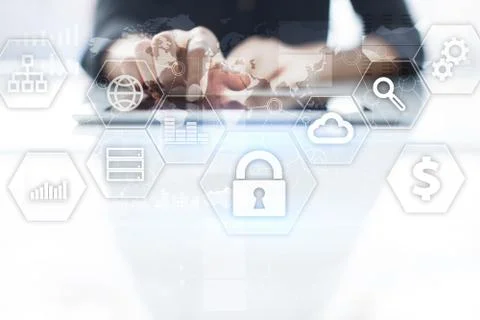 Data protection, Cyber security, information safety and encryption. Stock Photos