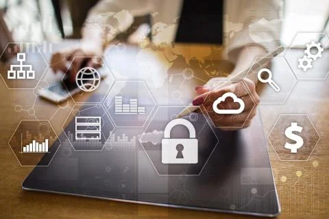Data protection, Cyber security, information safety and encryption. Stock Photos