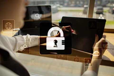 Data protection, Cyber security, information safety and encryption. Stock-Fotos