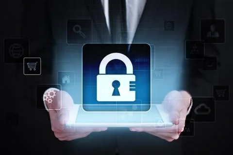 Data protection, Cyber security, information safety and encryption. internet 스톡 사진