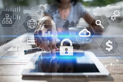 Data protection, Cyber security, information safety and encryption. internet 스톡 사진