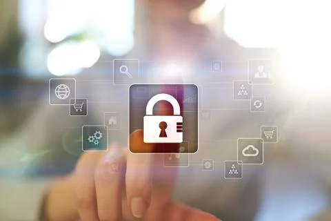 Data protection, Cyber security, information safety and encryption. Internet Stock-Fotos