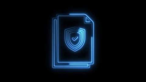 Data protection cyber security neon style animation on black background secure Stock Footage 322965936