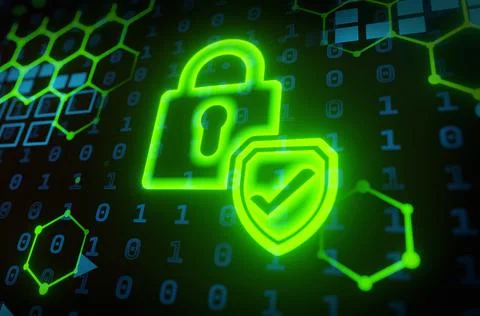 Data protection Cyber Security Privacy Hologram Lock and Check Safety HUD 库存插图