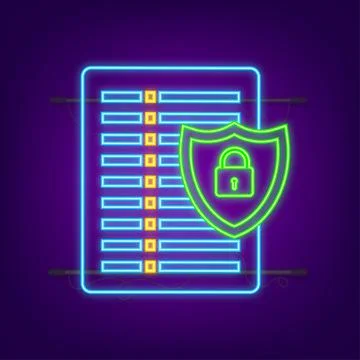 Data protection data center neon icon. Internet technology. Information Illustrazione stock