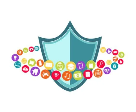 Data protection. Data security. Antivirus. Stock Illustration