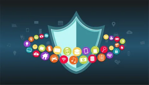 Data protection. Data security. Antivirus. 스톡 일러스트