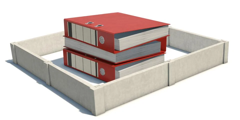 Data protection, data security, File folders behind walls Stock Illustration