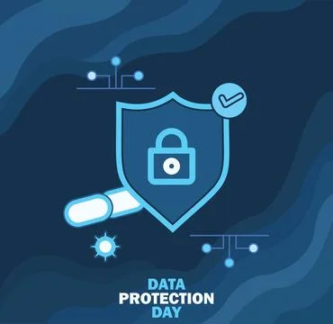 Data Protection Day Cybersecurity and Privacy Shield. Illustrazione stock