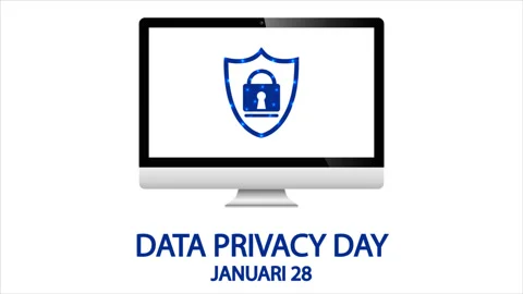 Data Protection Day January 28 computer with lock Stock Footage 165899272