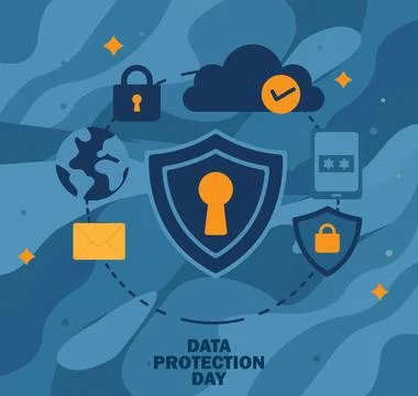 Data Protection Day Safeguarding Digital Privacy and Security. 스톡 일러스트