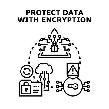 Data protection with encryption during cyber attack 库存插图