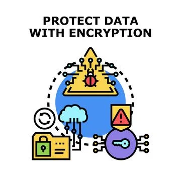 Data protection with encryption during cyber attack 库存插图