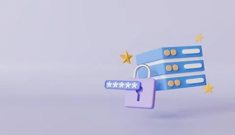 Data protection, encryption, servers with lock, safety, protection, privacy 库存插图