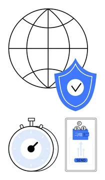 Data protection, financial technology, mobile transactions, cybersecurity, se Stock Illustration