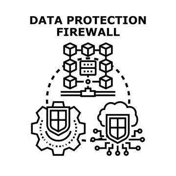 Data protection firewall cybersecurity network concept イラスト素材