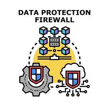 Data protection firewall cybersecurity network concept Stock Illustration