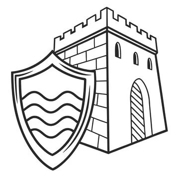 Data Protection Firewall Icon Graphic for Web Security Stock Illustration