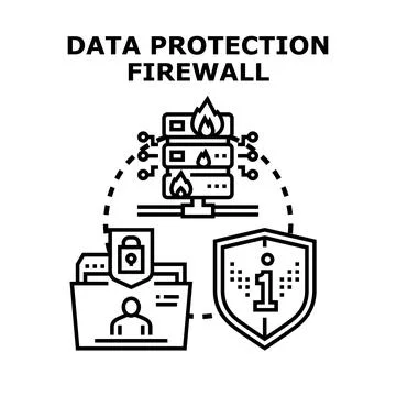 Data protection firewall for information security concept Stock Illustration
