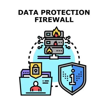 Data protection firewall for information security concept Stock Illustration