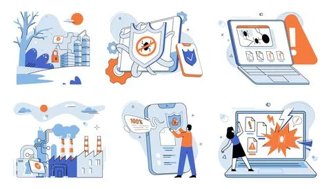 Data protection. Flat design elements create visually appealing datprotection Stock Illustration