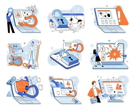 Data protection. Flat design elements create visually appealing datprotection Stockillustratie