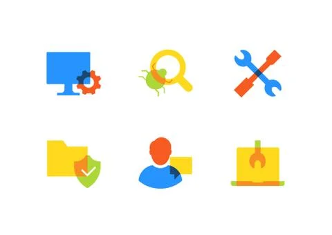 Data protection - flat design style icons set Stock Illustration