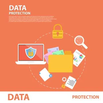 Data Protection Flat icon concept Banner Template Stock Illustration