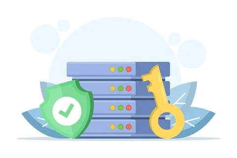 Data protection flat illustration showing cyber security, network safety. Stock Illustration