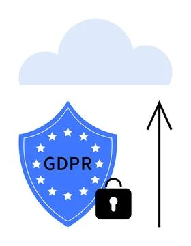 Data protection, GDPR compliance, cloud storage, cybersecurity, privacy manag 스톡 일러스트
