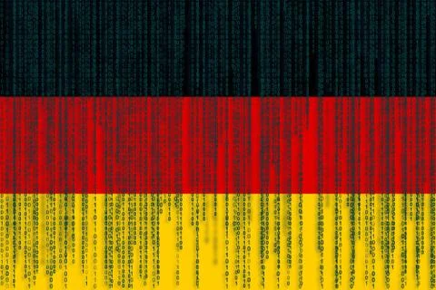 Data protection Germany flag. German flag with binary code. Stock Photos