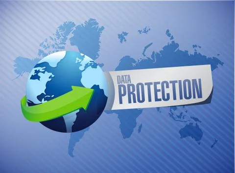 Data Protection globe sign illustration Illustrazione stock