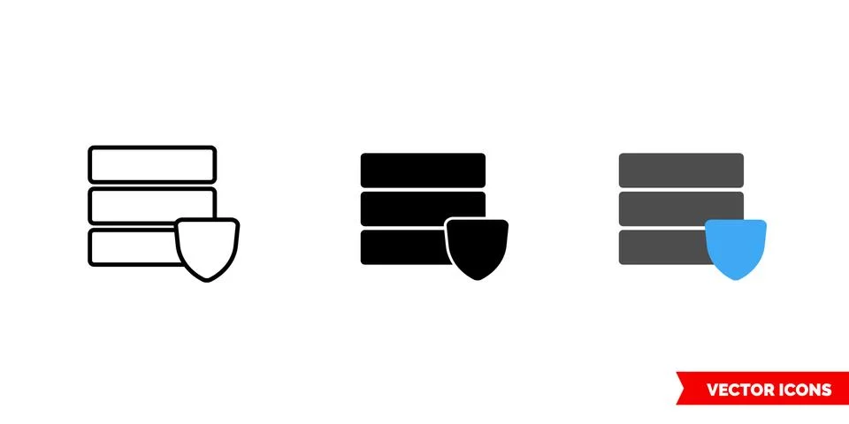 Data protection icon of 3 types color, black and white, outline. Isolated vec Stock Illustration