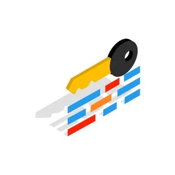 Data protection icon, isometric 3d style 스톡 일러스트