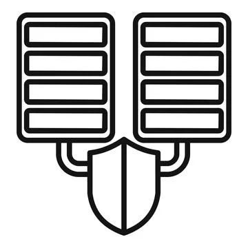 Data protection icon showing secure server network Illustrazione stock