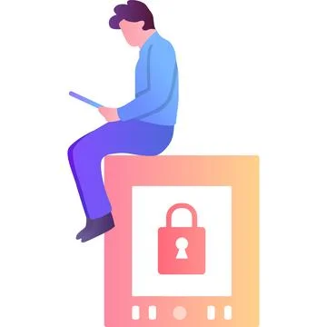 Data protection icon vector man work online Stock Illustration