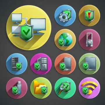 Data protection icons set Illustrazione stock