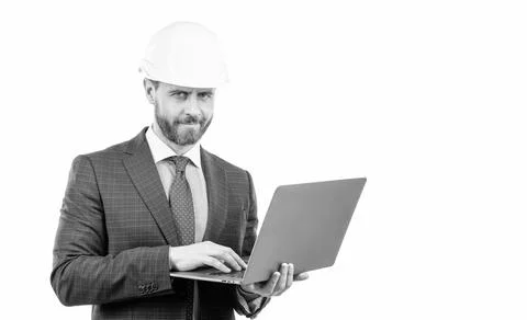 Data protection. internet security. businessman with laptop. copy space Stock Photos