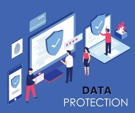 Data protection isometric design vector Stock Illustration