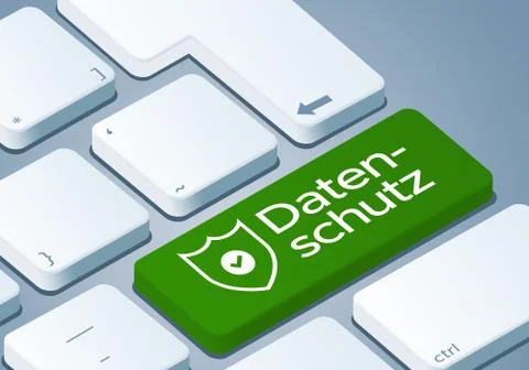 Data Protection Key - Keyboard with 3D Concept illustration - German-Translat Stock Illustration