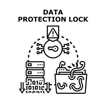 Data protection lock concept preventing cyberattack malware Stock Illustration